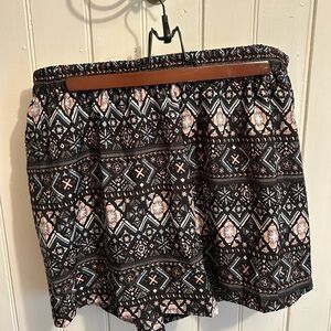 (3/$20) Shein 3x black with pink & blue Aztec shorts